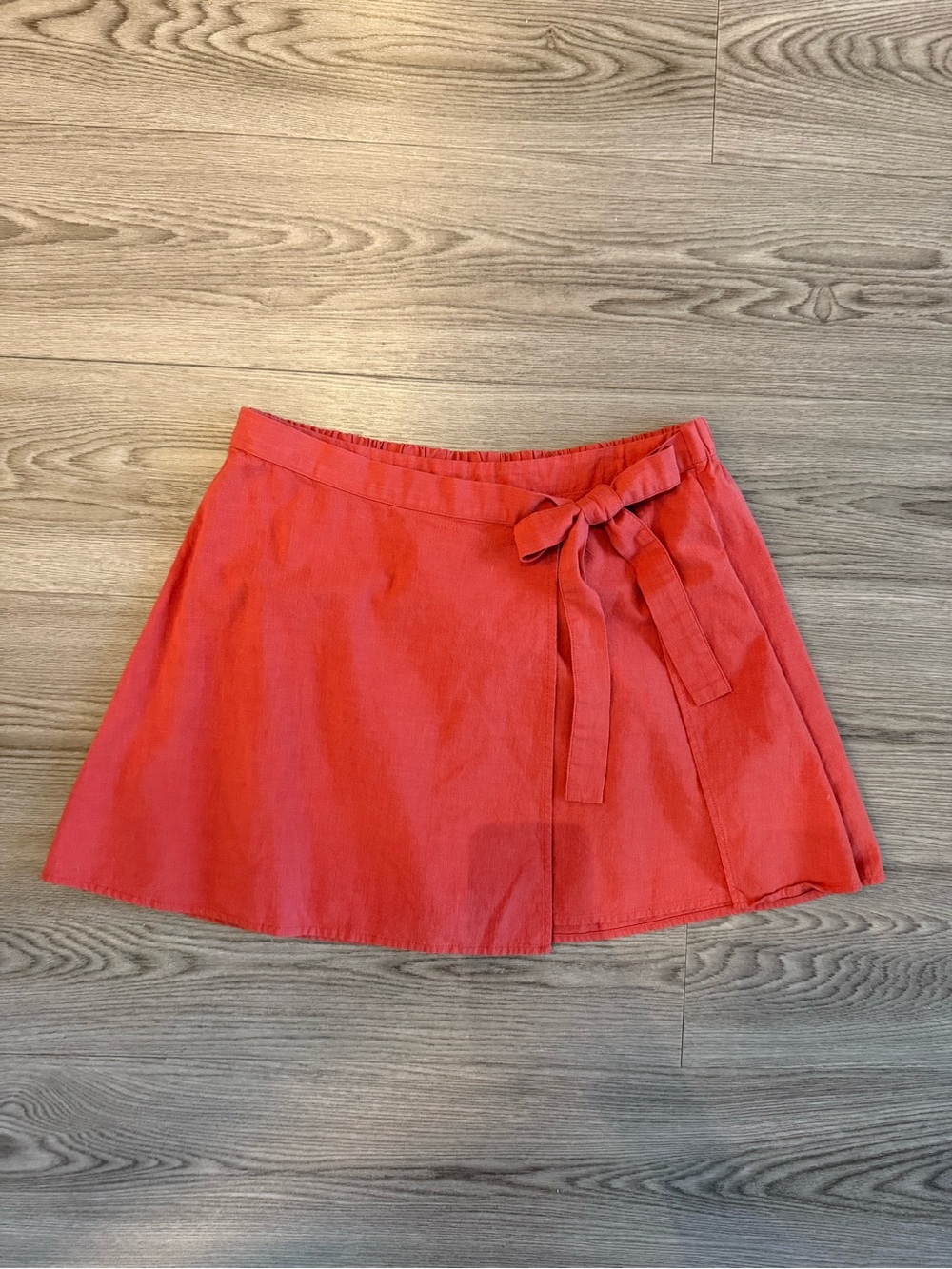 Red Tie-Waist A-Line Skirt